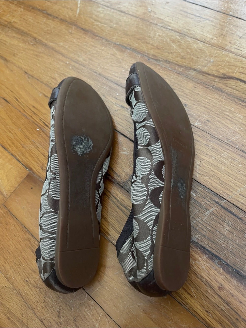 Coach Brown Canvas Signature Logo Ballet Flats - Picture 3 of 6